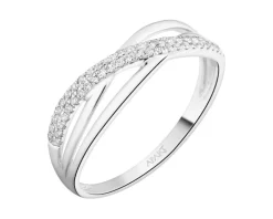 Pierścionek z białego złota z diamentami - 0,11 ct - próba 750