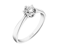 Pierścionek z białego złota z brylantem - 0,70 ct - próba 750
