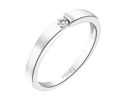 Pierścionek z białego złota z brylantem - 0,006 ct - próba 375