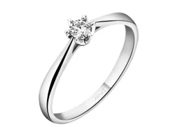 Pierścionek z białego złota z brylantem - 0,11 ct - próba 375