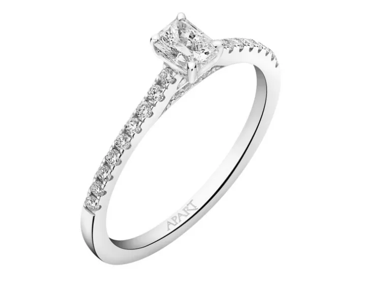 Pierścionek z białego złota z diamentami - SI2/H - 0,41 ct - próba 585