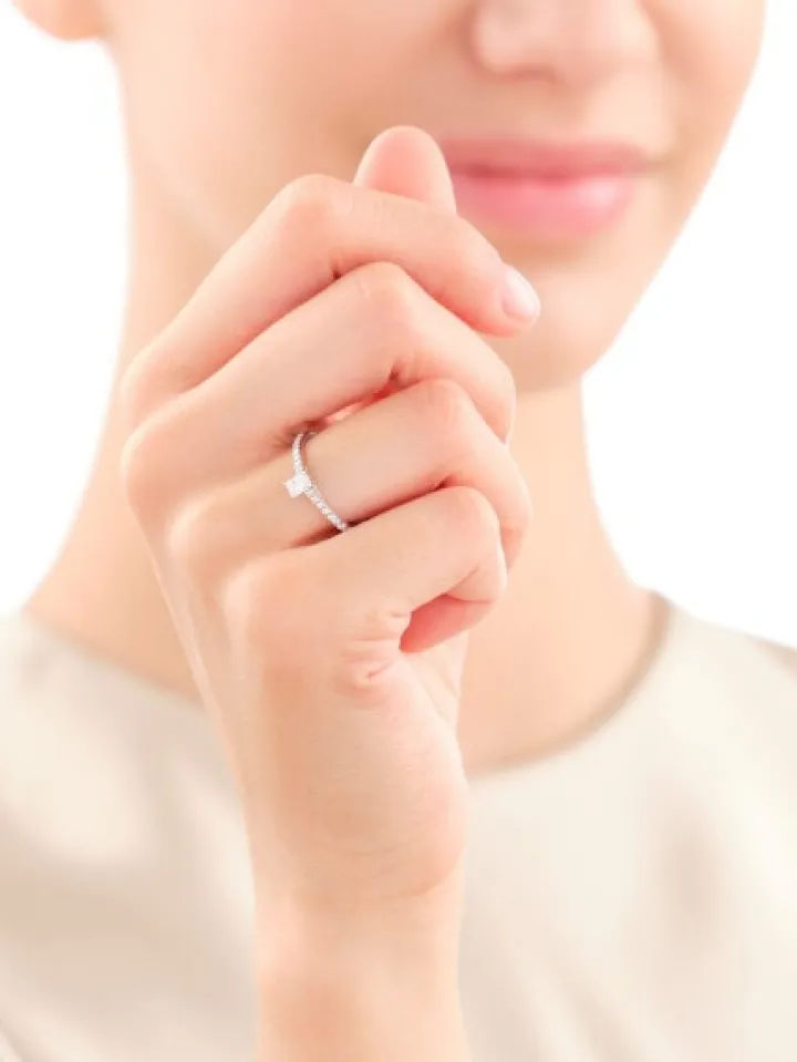 Pierścionek z białego złota z diamentami - SI2/H - 0,41 ct - próba 585