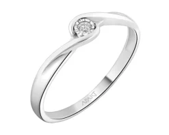 Pierścionek z białego złota z brylantem - 0,02 ct - próba 375