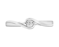 Pierścionek z białego złota z brylantem - 0,02 ct - próba 375