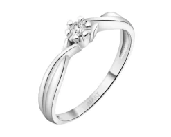 Pierścionek z białego złota z brylantem - 0,06 ct - próba 585