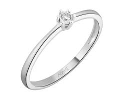 Pierścionek z białego złota z brylantem - 0,02 ct - próba 375