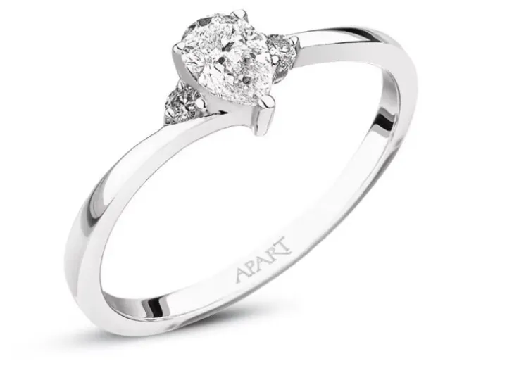 Pierścionek z białego złota z diamentami - 0,35 ct - próba 585