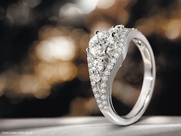 Pierścionek z białego złota z diamentami - 1,00 ct - próba 585