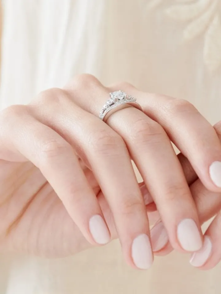 Pierścionek z białego złota z diamentami - 1,00 ct - próba 585