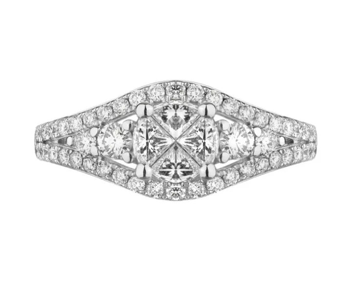 Pierścionek z białego złota z diamentami - 1,00 ct - próba 585