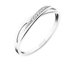 Pierścionek z białego złota z diamentami - 0,02 ct - próba 375