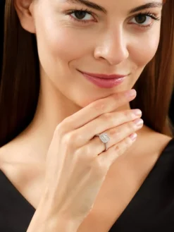 Pierścionek z białego złota z diamentami - SI1/G - 1,00 ct - próba 585