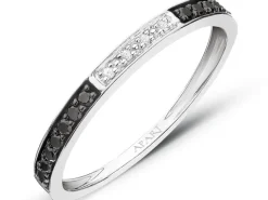 Pierścionek z białego złota z diamentami - 0,13 ct - próba 585