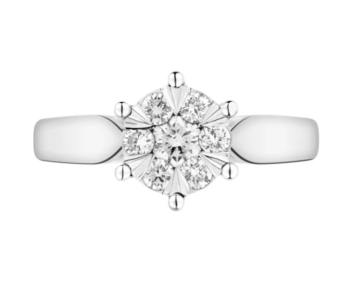 Pierścionek z białego złota z brylantami - 0,35 ct - próba 585