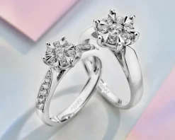 Pierścionek z białego złota z brylantami - 0,35 ct - próba 585