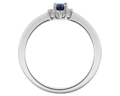 Pierścionek z białego złota z brylantami i szafirem - próba 585
