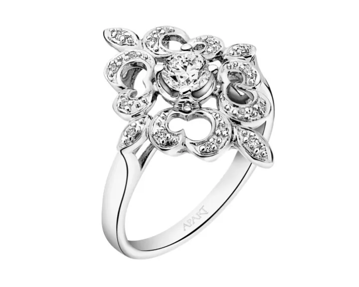 Pierścionek z białego złota z brylantami - 0,30 ct - próba 585