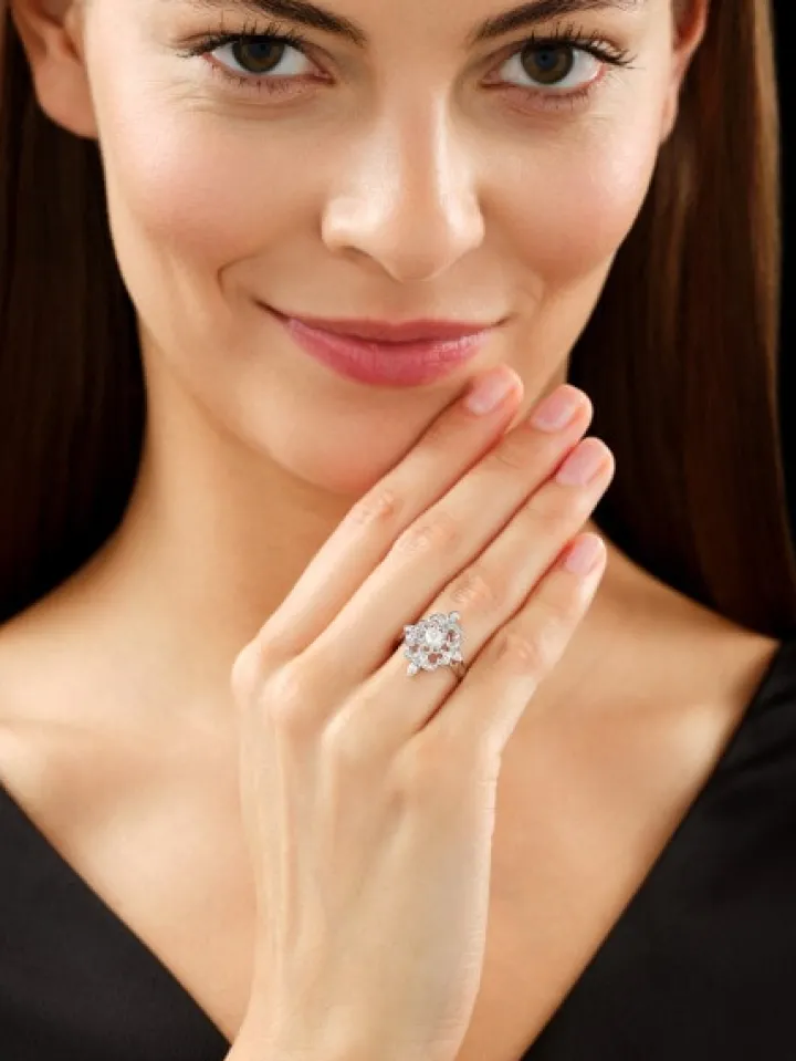 Pierścionek z białego złota z brylantami - 0,30 ct - próba 585