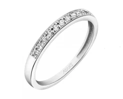 Pierścionek z białego złota z brylantami - 0,10 ct - próba 375