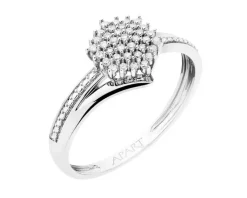 Pierścionek z białego złota z diamentami - 0,12 ct - próba 750