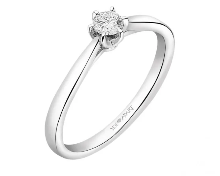 Pierścionek z białego złota z brylantem - 0,18 ct - próba 750