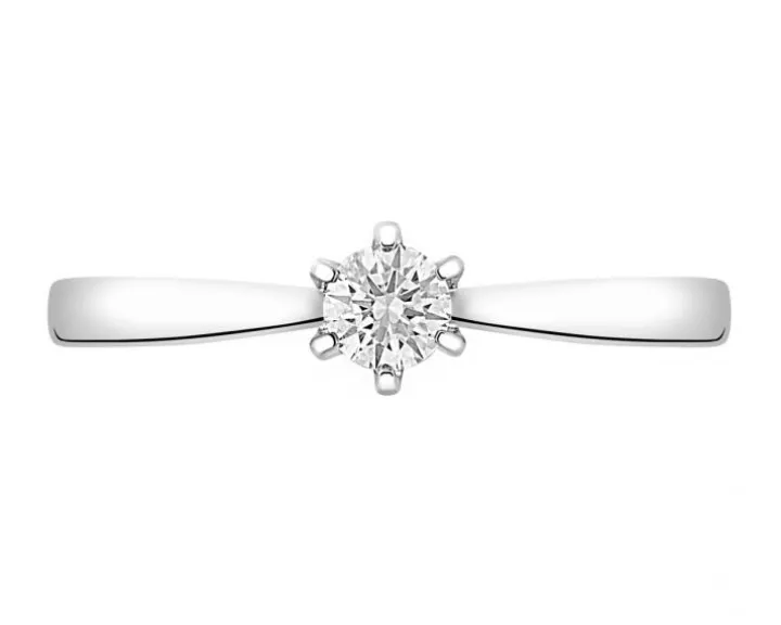 Pierścionek z białego złota z brylantem - 0,18 ct - próba 750