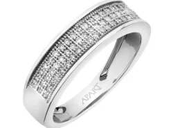 Pierścionek z białego złota z diamentami - 0,19 ct - próba 375