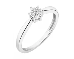 Pierścionek z białego złota z diamentami - 0,02 ct - próba 375