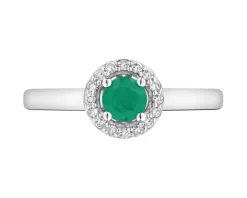 Pierścionek z białego złota z diamentami - 0,81 ct - próba 585