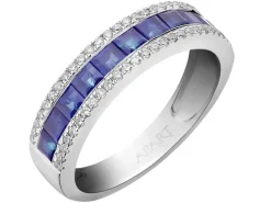 Pierścionek z białego złota z brylantami i szafirami - próba 585