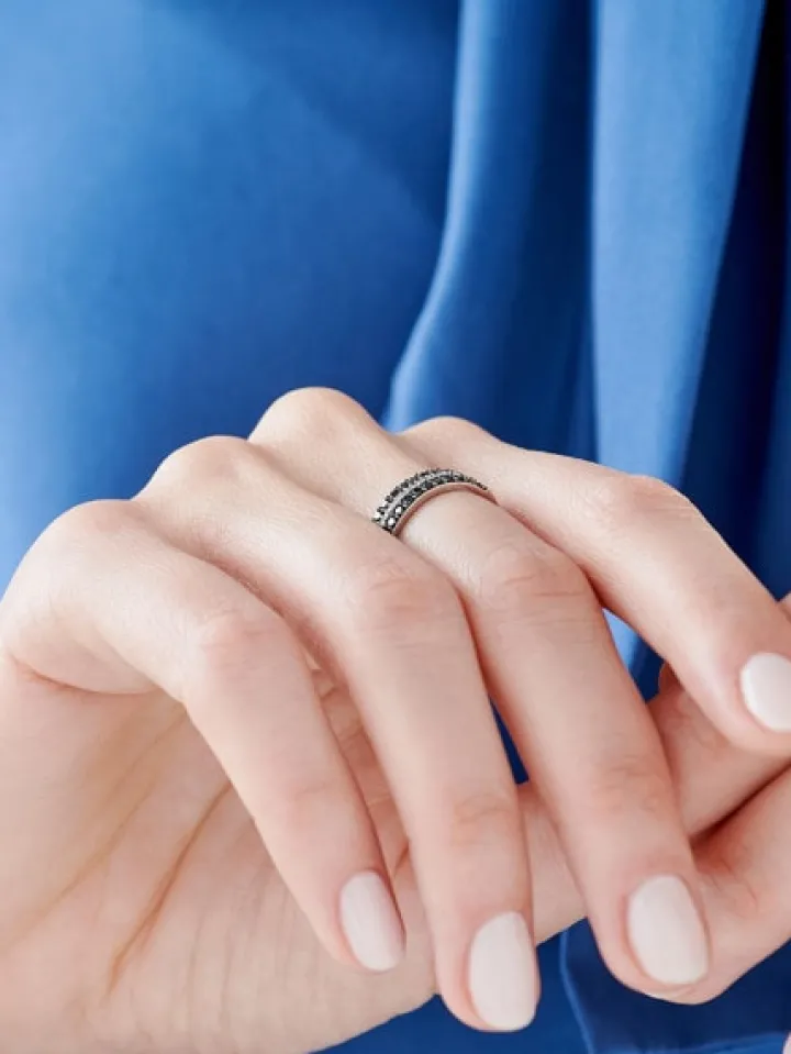 Pierścionek z białego złota z diamentami - 0,32 ct - próba 585