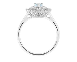 Pierścionek z białego złota z diamentami i akwamarynem - próba 585