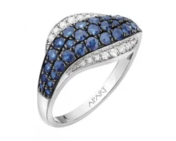 Pierścionek z białego złota z brylantami i szafirami - próba 585