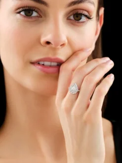 Pierścionek z białego złota z diamentami - SI1/G - 0,85 ct - próba 585