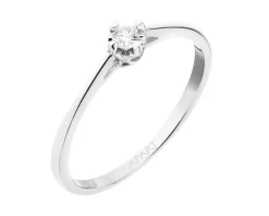 Pierścionek z białego złota z brylantem - serce - 0,06 ct - próba 585