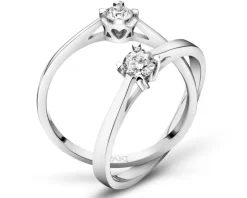 Pierścionek z białego złota z brylantem - serce - 0,06 ct - próba 585