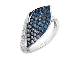 Pierścionek z białego złota z brylantami i szafirami - próba 585