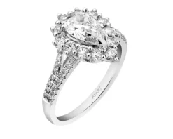 Pierścionek z białego złota z brylantem - 0,40 ct - próba 750