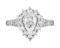 Pierścionek z białego złota z brylantem - 0,40 ct - próba 750