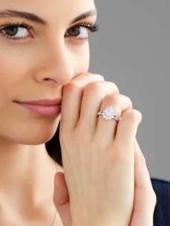 Pierścionek z białego złota z brylantem - 0,40 ct - próba 750