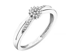 Pierścionek z białego złota z diamentami - 0,06 ct - próba 585