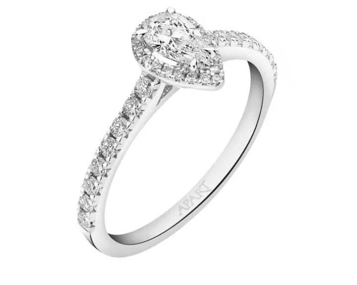 Pierścionek z białego złota z diamentami - SI2/H - 0,61 ct - próba 585