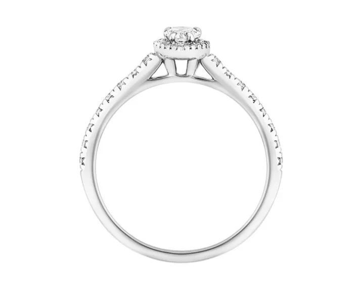 Pierścionek z białego złota z diamentami - SI2/H - 0,61 ct - próba 585