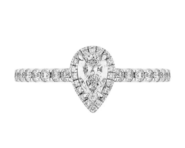 Pierścionek z białego złota z diamentami - SI2/H - 0,61 ct - próba 585