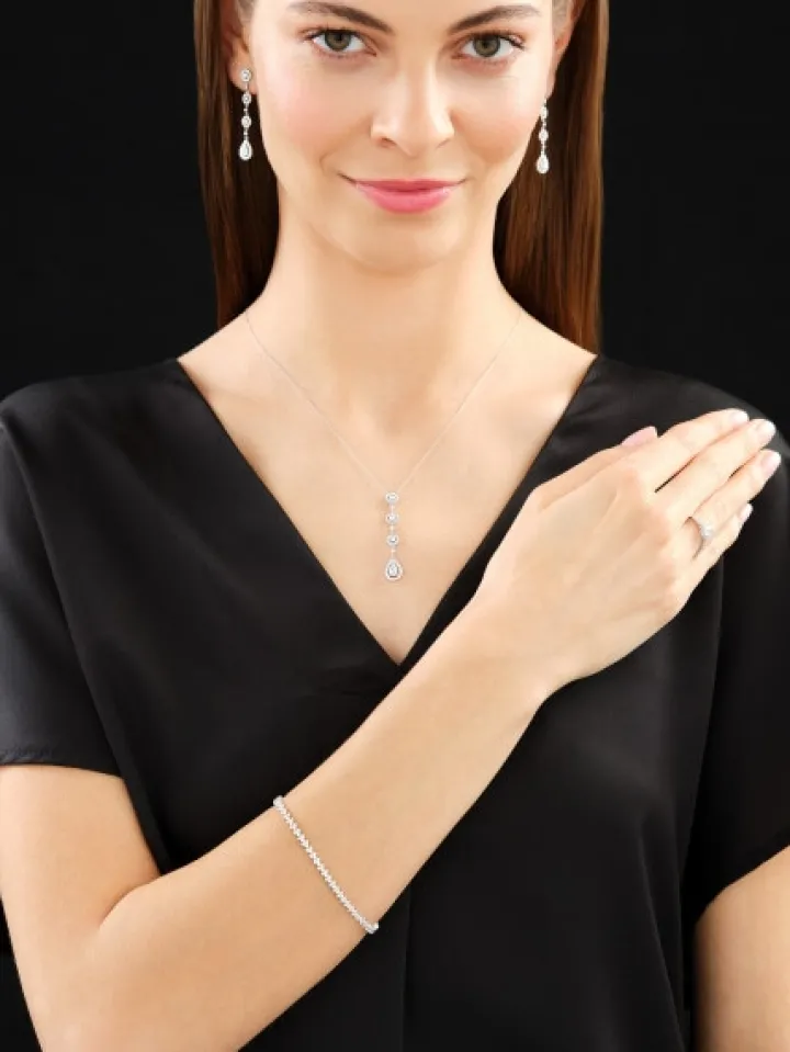 Pierścionek z białego złota z diamentami - SI2/H - 0,61 ct - próba 585