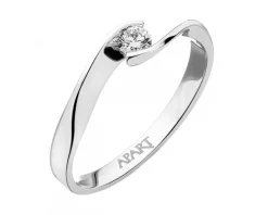 Pierścionek z białego złota z brylantem - 0,10 ct - próba 585