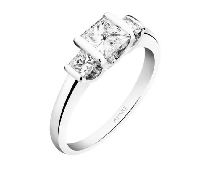 Pierścionek z białego złota z diamentami - VS2/G - 1,00 ct - próba 585