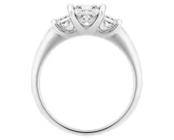 Pierścionek z białego złota z brylantami i szmaragdem - próba 585