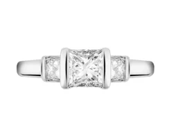 Pierścionek z białego złota z diamentami - VS2/G - 1,00 ct - próba 585