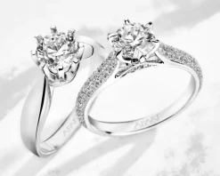 Pierścionek z białego złota z brylantem - 0,10 ct - próba 585